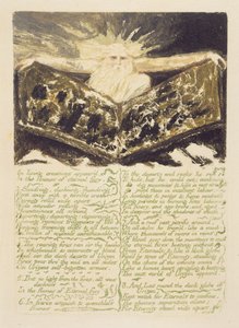 「生きている創造物が現れます...」、プレート1、「The First Book of Urizen」、1794（カラープリントレリーフエッチング、トイレ付き） 作： William Blake